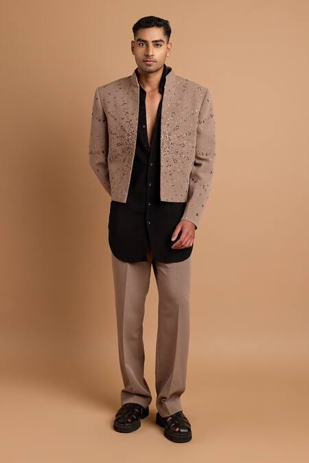 Rohit Doshi Embellished Stand Collar Jacket
