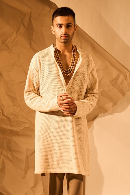 Rohit Doshi Knitted Fish Mesh Net Kurta 