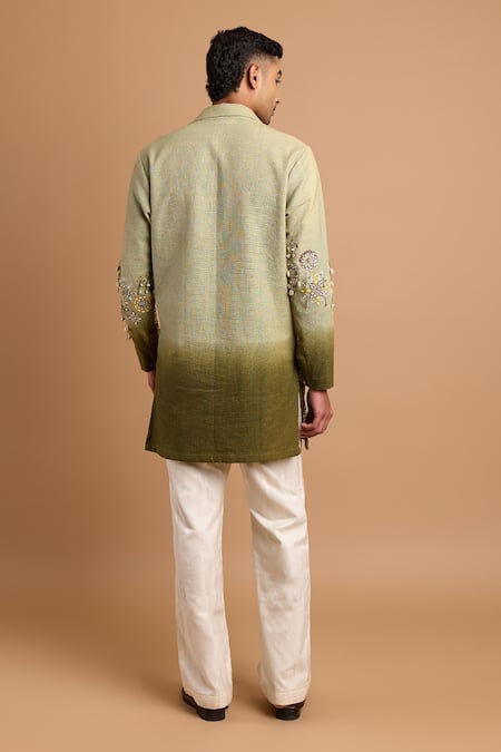 Rohit Doshi Ombre Floral Embellished Short Kurta 