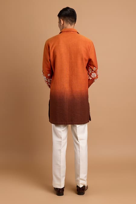 Rohit Doshi Ombre Floral Embroidered Short Kurta 