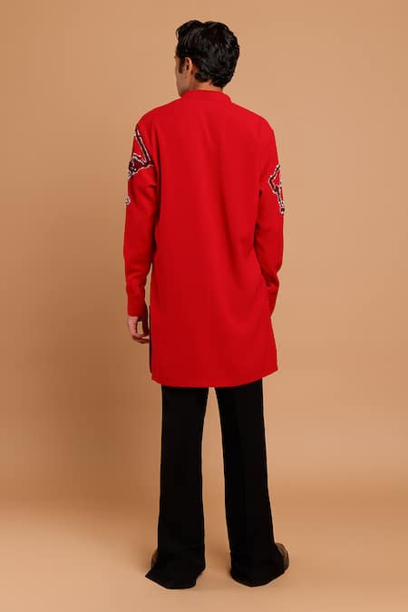 Rohit Doshi Abstract Bead & Pearl Embellished Kurta 