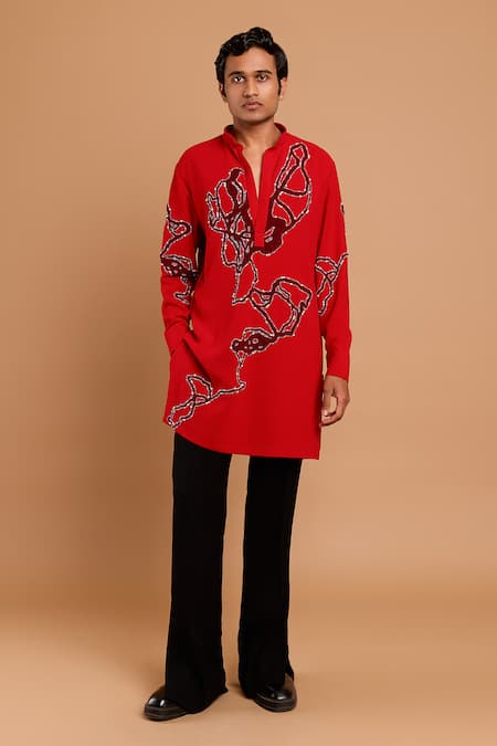 Rohit Doshi Abstract Bead & Pearl Embellished Kurta 