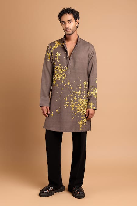 Rohit Doshi Graphic Applique Embroidered Kurta 