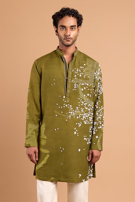 Rohit Doshi Abstract Motif Embroidered Kurta 