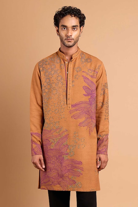 Rohit Doshi Floral & Architectural Embroidered Kurta