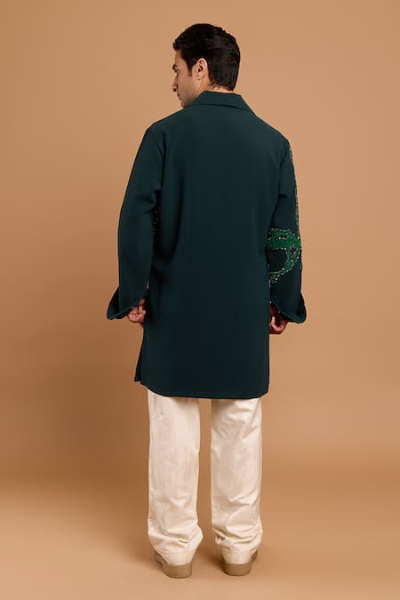 Rohit Doshi Tropical Leaf Embroidered Kurta 