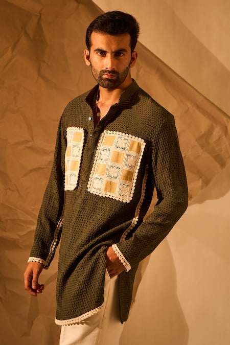 Rohit Doshi Jigsaw Puzzle Pattern Short Kurta 