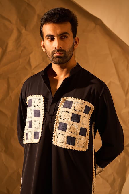 Rohit Doshi Applique Embroidered Short Kurta 