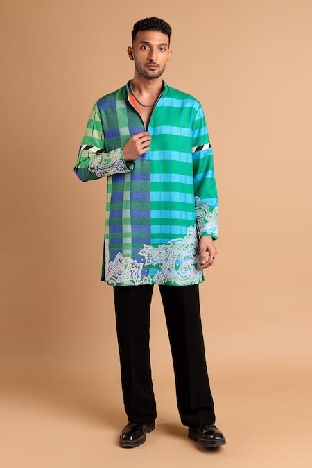 Rohit Doshi Plaid Pattern Kurta 