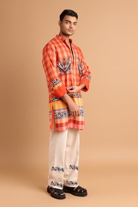 Rohit Doshi Checkered Print Kurta 