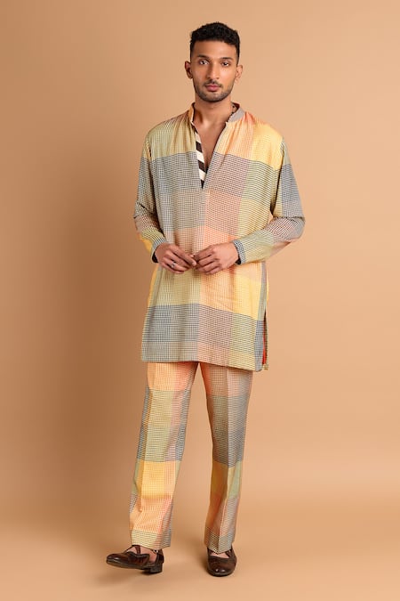 Rohit Doshi Houndstooth Print Kurta 