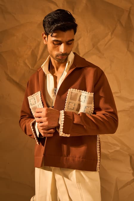 Rohit Doshi Checks Patchwork Embroidered Jacket 