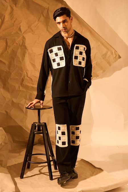 Rohit Doshi Crochet Patchwork Embroidered Trouser 