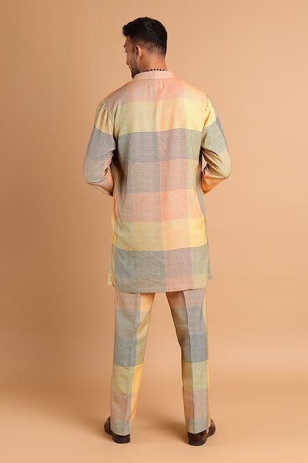 Rohit Doshi Houndstooth Checkered Print Trouser 