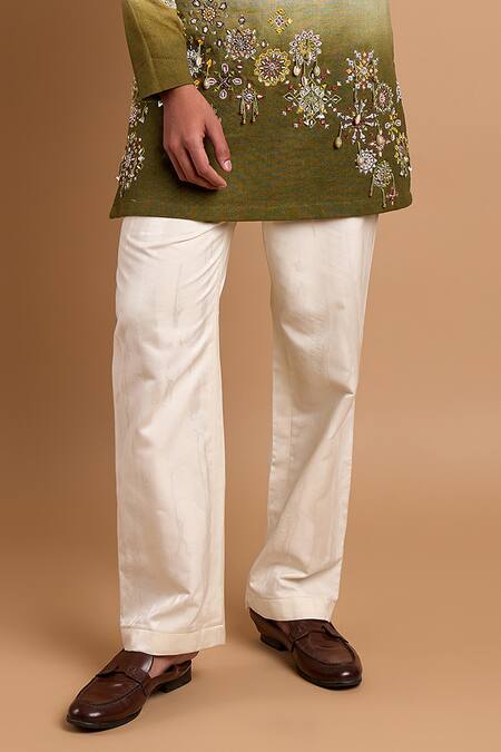 Rohit Doshi_Off White Cotton Plain Pant _Online_at_Aza_Fashions