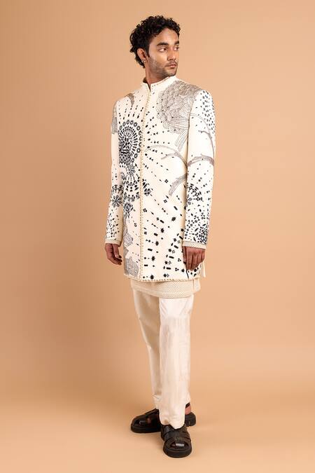 Buy_Rohit Doshi_Off White Cotton, Crepe Casual Trouser _Online_at_Aza_Fashions