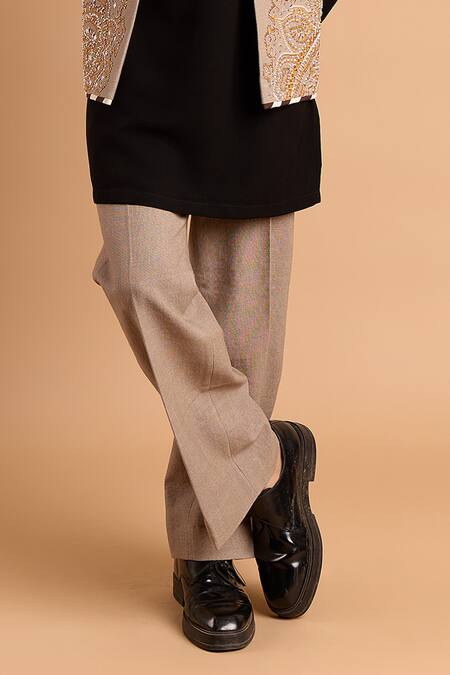 Buy_Rohit Doshi_Gray Cotton Matka Casual Trouser _Online_at_Aza_Fashions