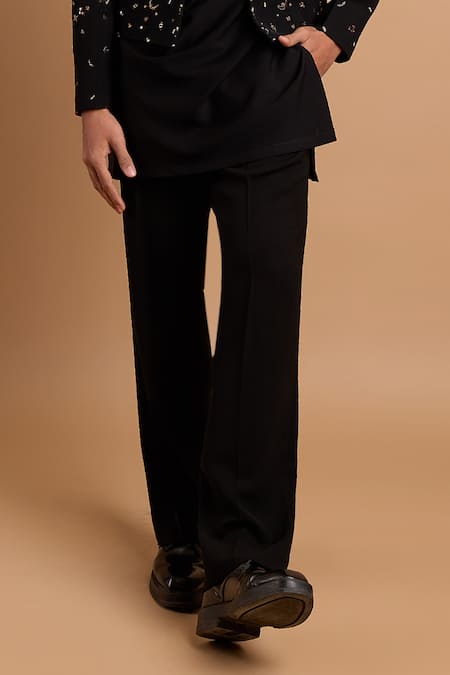 Rohit Doshi_Black Lachka Armani Casual Trousers _Online_at_Aza_Fashions
