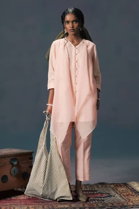 Arcvsh By Pallavi Singh Old Rose Pink Double Layer Shirt 