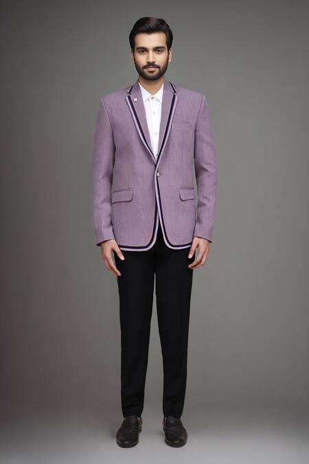 Buy_Arihant Rai Sinha_Purple Linen Plain Single Breasted Blazer _Online_at_Aza_Fashions