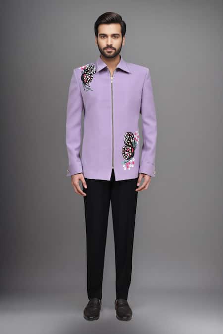 Buy_Arihant Rai Sinha_Purple Embroidery Butterfly Cutdana Jacket And Pant Set 