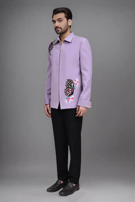 Shop_Arihant Rai Sinha_Purple Embroidery Butterfly Cutdana Jacket And Pant Set 