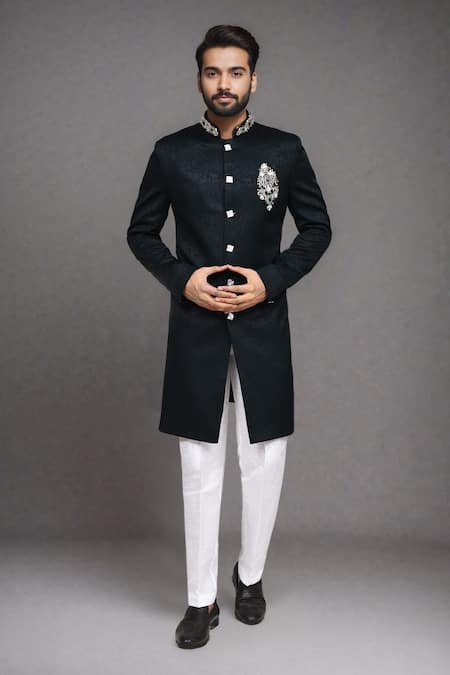 Arihant Rai Sinha Jacquard Stone Work Bandhgala & Pant Set 