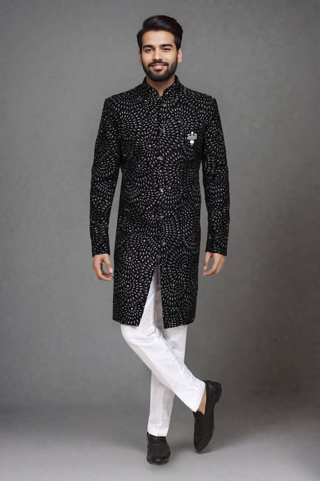 Arihant Rai Sinha Applique Velvet Sherwani & Art Silk Pant 