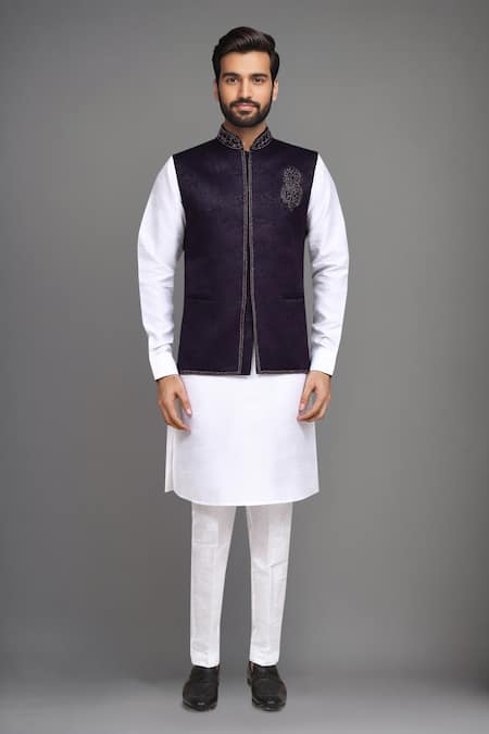 Shop Arihant Rai Sinha Purple Jacquard Cutdana Work Nehru Jacket Online at Aza Fashions Shop_Arihant Rai Sinha_Purple Jacquard Cutdana Work Nehru Jacket _Online_at_Aza_Fashions