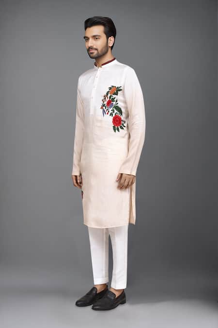 Buy Arihant Rai Sinha Beige Muslin Embroidery Floral Kurta And Pant Set Online at Aza Fashions Buy_Arihant Rai Sinha_Beige Muslin Embroidery Floral Kurta And Pant Set _Online_at_Aza_Fashions