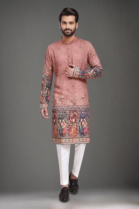 Arihant Rai Sinha Brocade Silk Printed Kurta & Art Silk Pant Set 