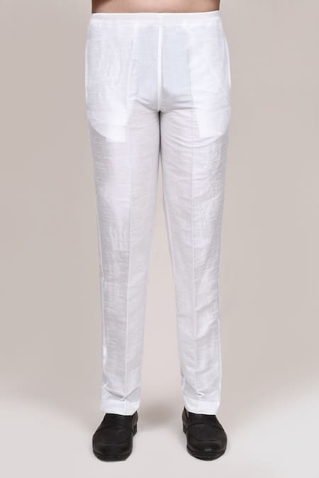 Arihant Rai Sinha_White Muslin Embroidery, Sequins Ombre Animal Motif Kurta And Pant Set _Online_at_Aza_Fashions