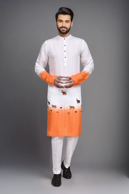Arihant Rai Sinha Ombre Animal Motif Embroidered Kurta & Pant Set 