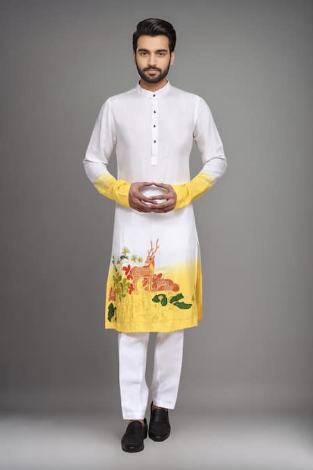 Arihant Rai Sinha Ombre Deer Motif Embroidered Kurta Set