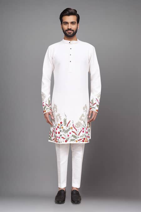 Arihant Rai Sinha White Embroidery Kurta And Pant Set Online at Aza Fashions Arihant Rai Sinha_White Embroidery Kurta And Pant Set _Online_at_Aza_Fashions