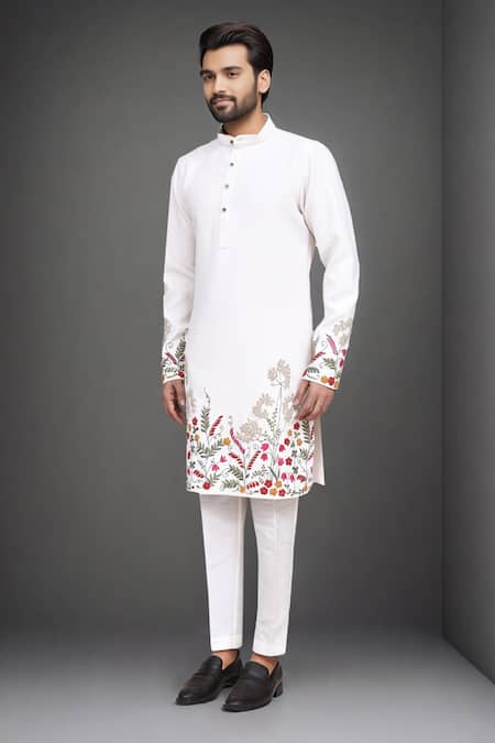 Shop Arihant Rai Sinha White Embroidery Kurta And Pant Set Online at Aza Fashions Shop_Arihant Rai Sinha_White Embroidery Kurta And Pant Set _Online_at_Aza_Fashions