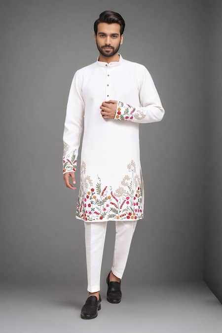 Arihant Rai Sinha White Embroidery Kurta And Pant Set at Aza Fashions Arihant Rai Sinha_White Embroidery Kurta And Pant Set _at_Aza_Fashions