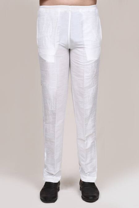 Arihant Rai Sinha_White Muslin, Cotton Embroidery Kurta And Pant Set _Online_at_Aza_Fashions