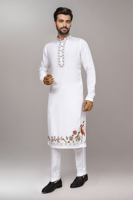 Buy Arihant Rai Sinha White Muslin, Cotton Embroidery Kurta And Pant Set Online at Aza Fashions Buy_Arihant Rai Sinha_White Muslin, Cotton Embroidery Kurta And Pant Set _Online_at_Aza_Fashions