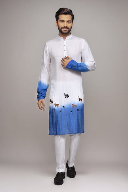 Arihant Rai Sinha Ombre Elephant Embroidered Kurta & Pant Set 