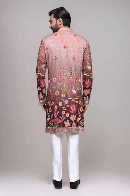 Arihant Rai Sinha Digital Print Floral & Avian Kurta Set 