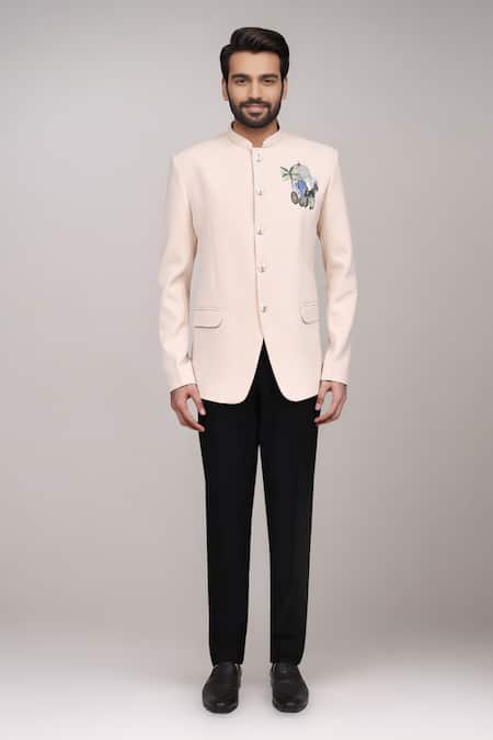 Buy_Arihant Rai Sinha_Cream Embroidery, Beads Cutdana Work Bandhgala And Pant Set _Online_at_Aza_Fashions