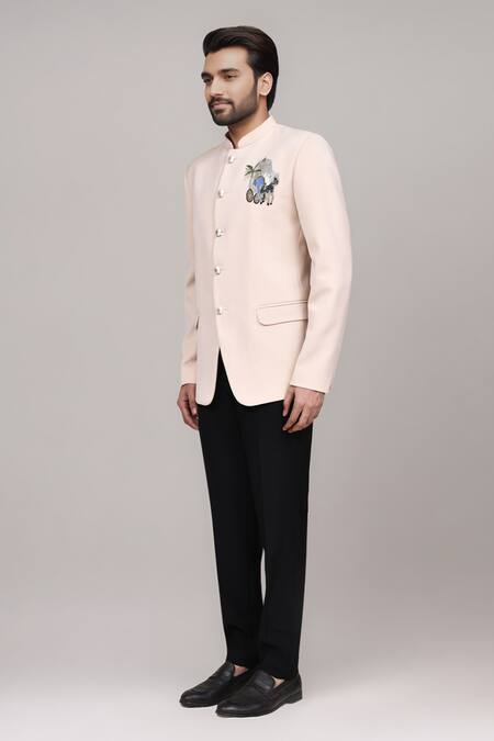 Shop_Arihant Rai Sinha_Cream Embroidery, Beads Cutdana Work Bandhgala And Pant Set _Online_at_Aza_Fashions