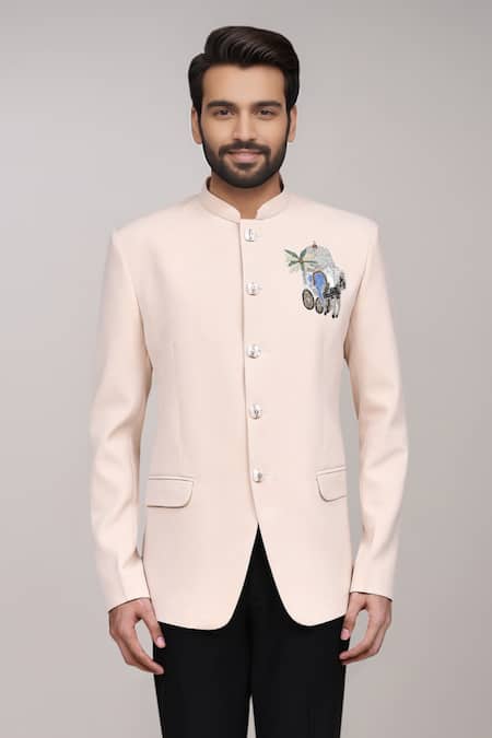 Shop_Arihant Rai Sinha_Cream Embroidery, Beads Cutdana Work Bandhgala And Pant Set 