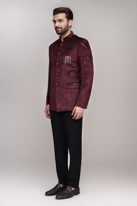 Buy Arihant Rai Sinha Maroon Velvet Sequins, Brooches Work Bandhgala And Terry Rayon Pant Online at Aza Fashions Buy_Arihant Rai Sinha_Maroon Velvet Sequins, Brooches Work Bandhgala And Terry Rayon Pant _Online_at_Aza_Fashions