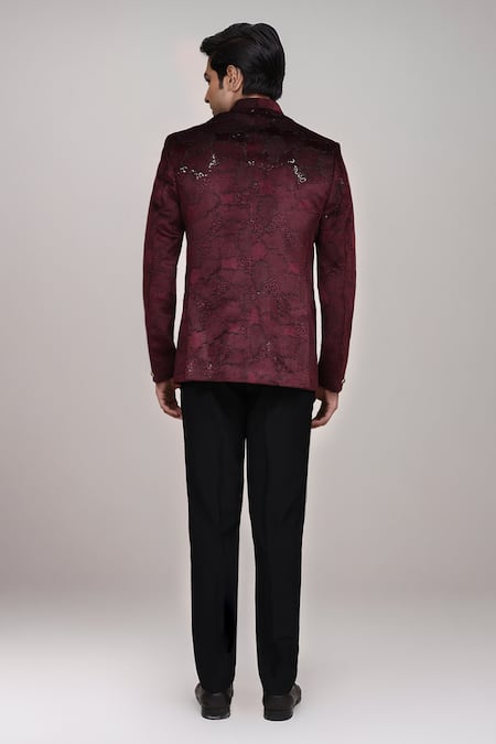 Arihant Rai Sinha Sequin Work Velvet Bandhgala & Terry Rayon Pant 