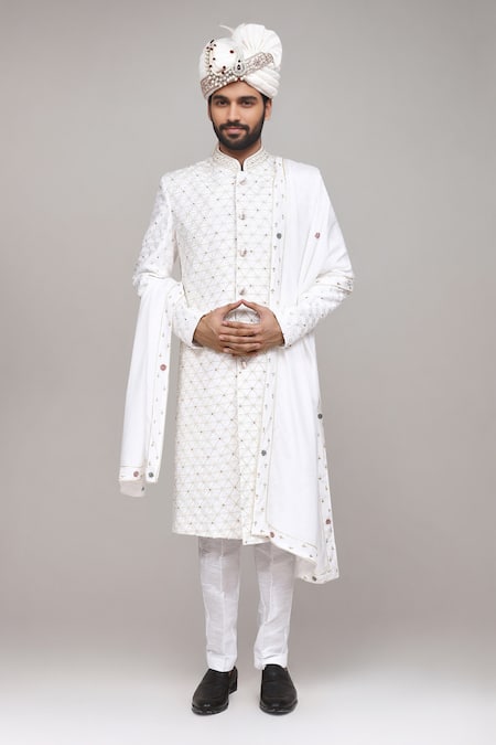 Arihant Rai Sinha Cutdana Work Sherwani Set With Dupatta