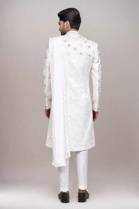 Arihant Rai Sinha Cutdana Work Jacquard Sherwani Set 