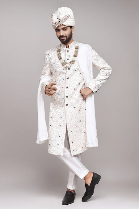 Arihant Rai Sinha Cutdana Work Jacquard Sherwani Set 