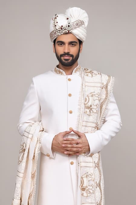 Buy Arihant Rai Sinha Off White Embroidery, Studs Sherwani And Pant Set Buy_Arihant Rai Sinha_Off White Embroidery, Studs Sherwani And Pant Set